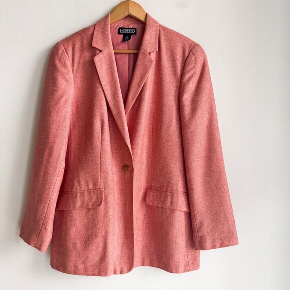 Land's End Pink Classic Silk Wool and Linen Blend Blazer 12 - Picture 2 of 6